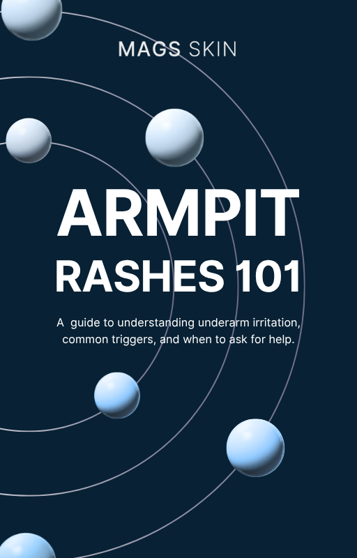 Armpit Rashes 101 ebook by MAGS Skin, shown on a tablet